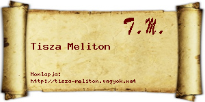 Tisza Meliton névjegykártya